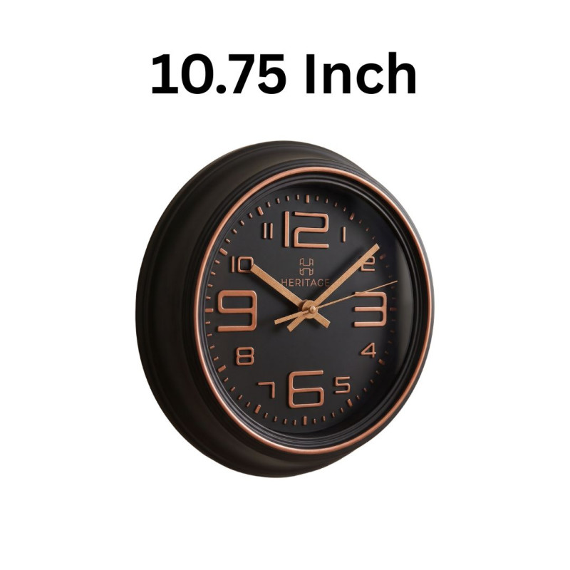 Heritage 10.75 Inch Titan Black Copper Wall Clock