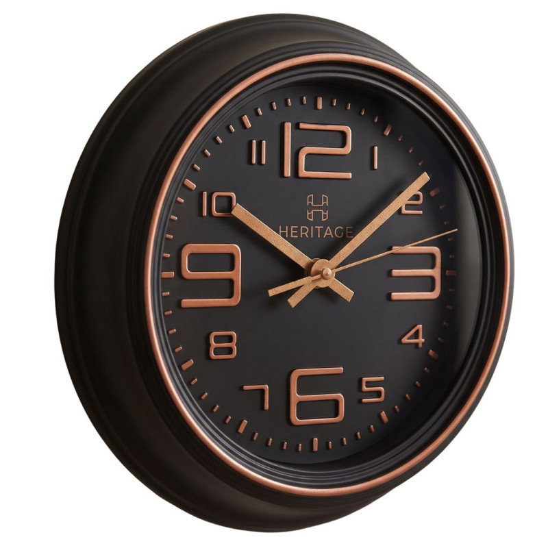 Heritage 10.75 Inch Titan Black Copper Wall Clock