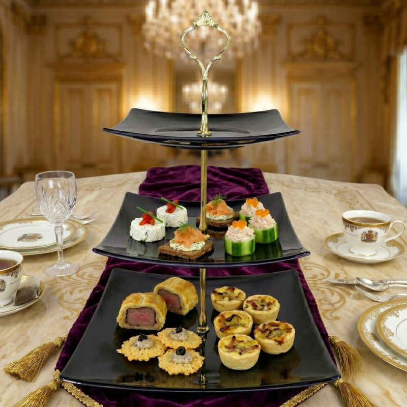 Melamine Square Black 3 Tier Cake Stand