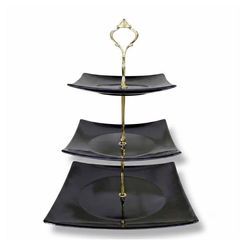 Melamine Square Black 3 Tier Cake Stand