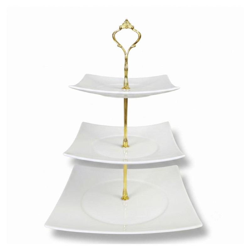 Melamine Square Cream 3 Tier Cake Stand