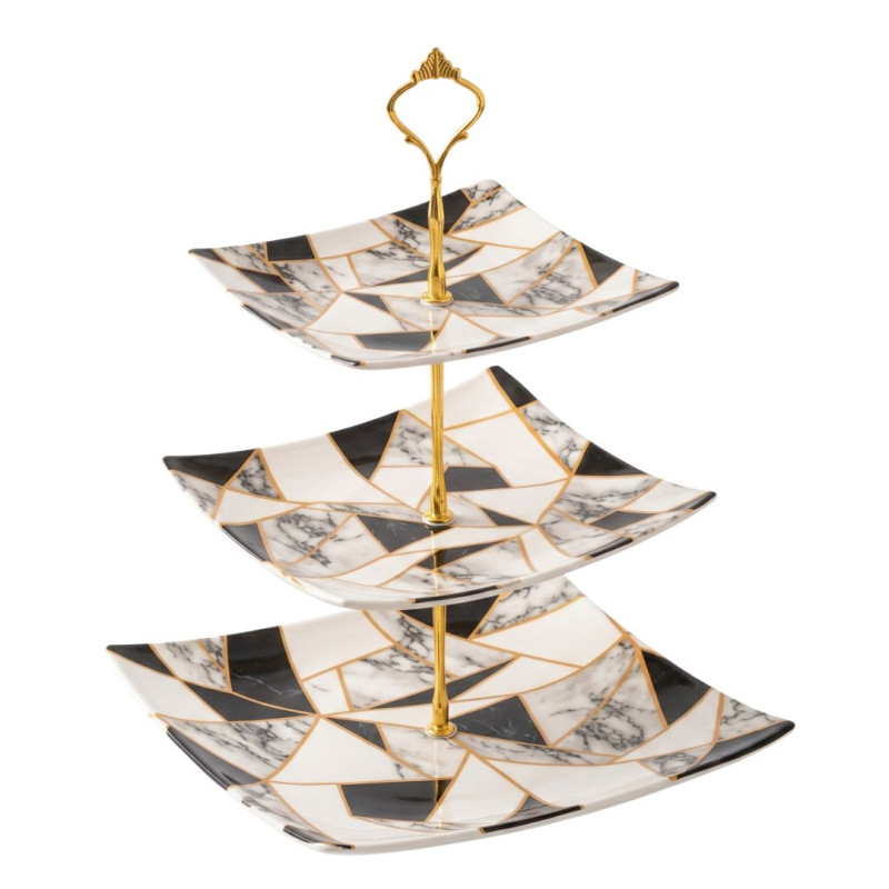 Melamine Square Black Geomatric 3 Tier Cake Stand