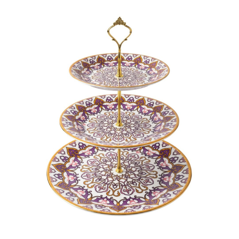 Melamine Round Paisley Pattern 3 Tier Cake Stand With Printed Box