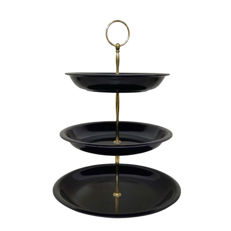 Melamine Round Black 3 Tier Cake Stand With Printed Box