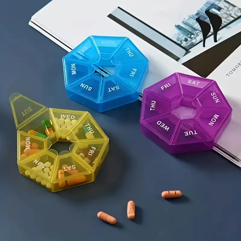 Transparent 7 Day Mini Pill Box Weekly Portable Medicine Organizer