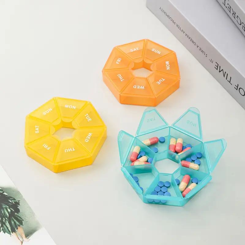 Transparent 7 Day Mini Pill Box Weekly Portable Medicine Organizer