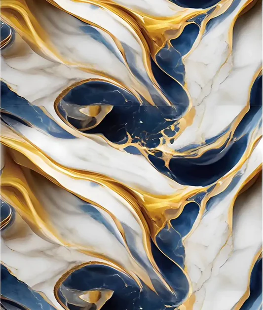 Self Adhesive Marble Sheet Blue & Gold Design