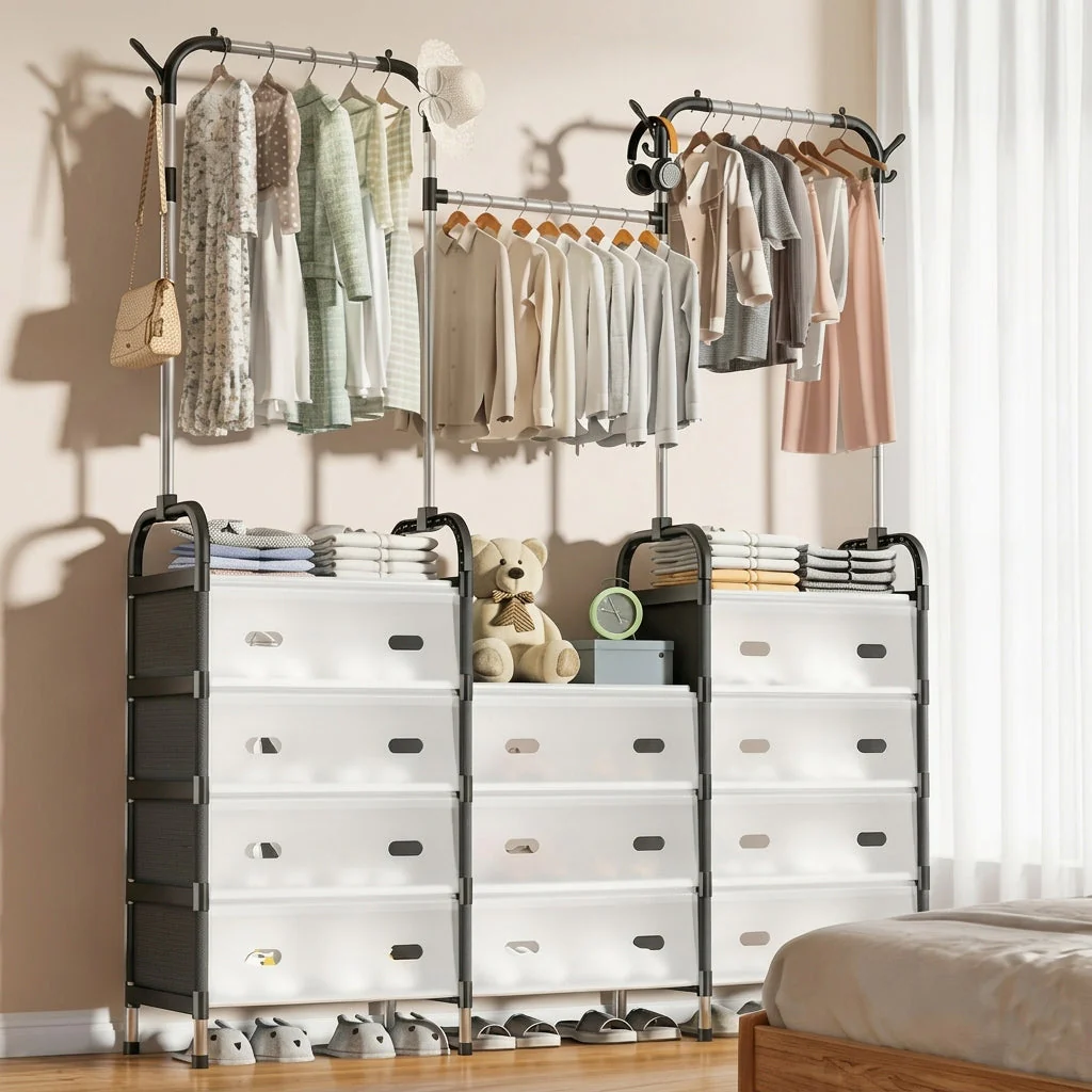 Bedroom Coat & Drying Rack Multipurpose Clothes Stand
