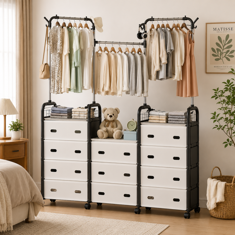 Bedroom Coat & Drying Rack Multipurpose Clothes Stand