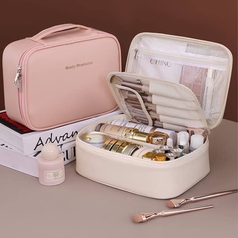 Multi Compartment Toiletry Cosmetic Bag Portable Travel Organizer