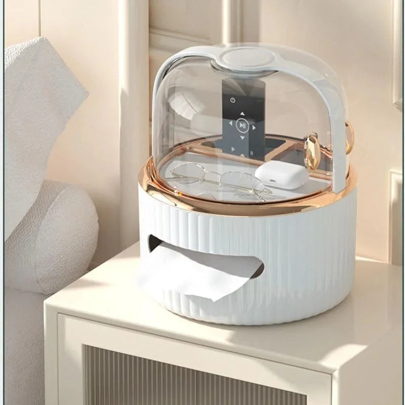 Tissue Box & Cosmetics Organizer with Acrylic Door