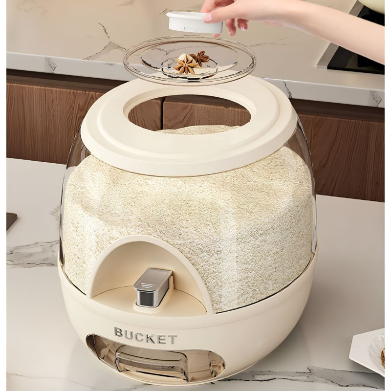 10KG Rice Bucket Dispenser Airtight Kitchen Grain Storage Container