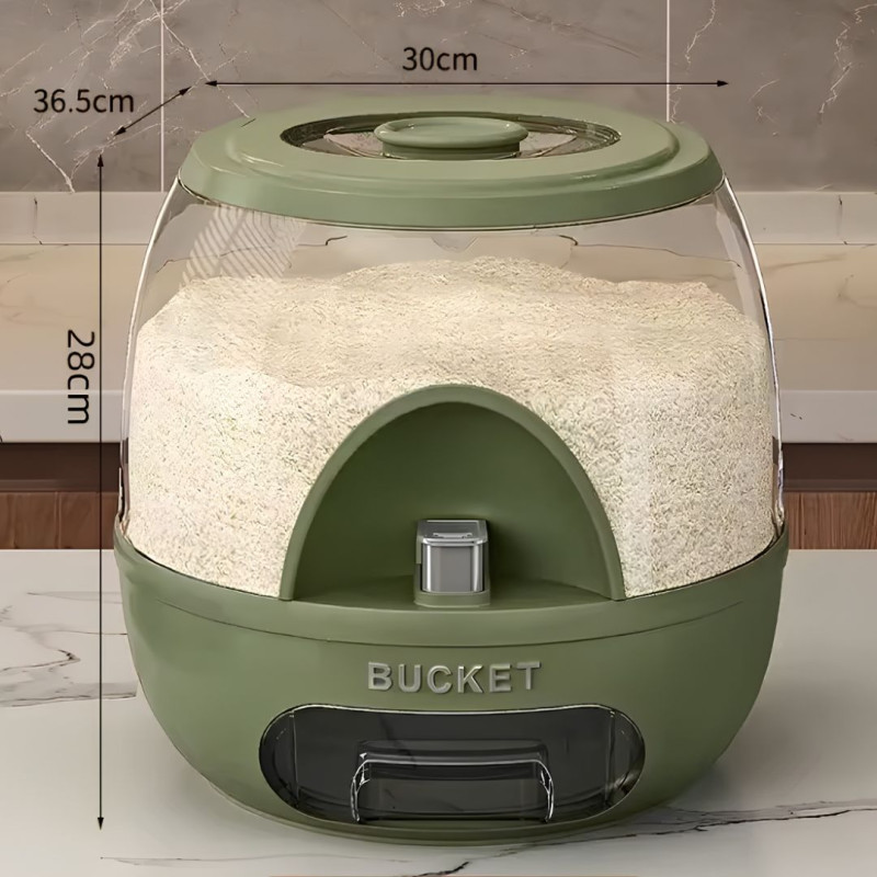 10KG Rice Bucket Dispenser Airtight Kitchen Grain Storage Container