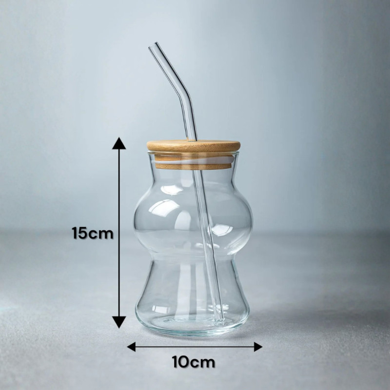 400ML Glass Straw Cup Reusable Drinking Glass with Straw