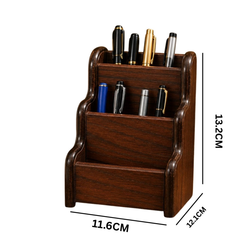 Wooden Pen Holder Desktop Stationery Organizer