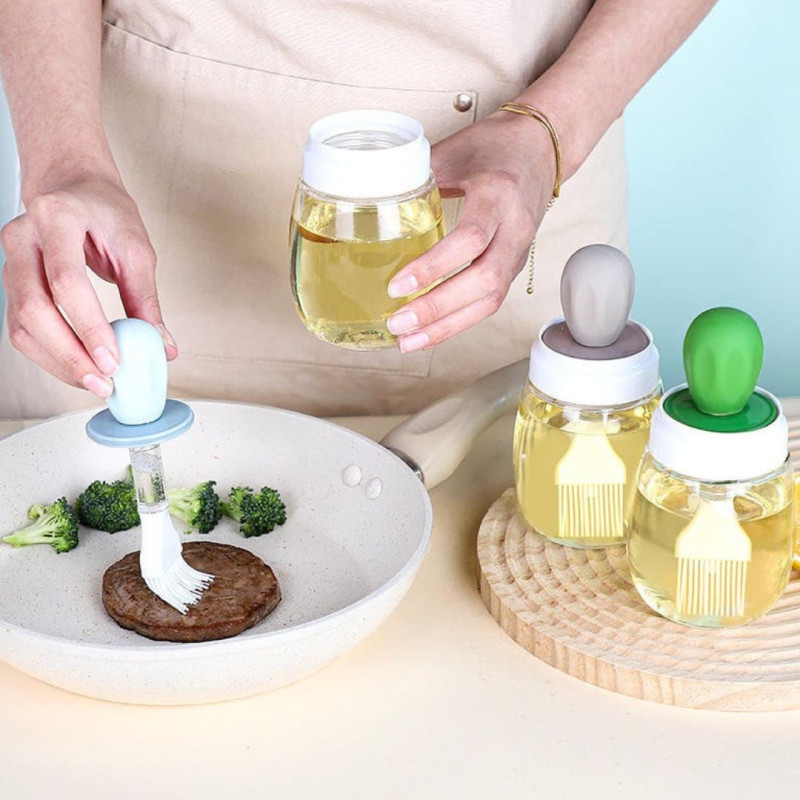 Glass Olive Oil 300ML Dispenser with Silicone Brush