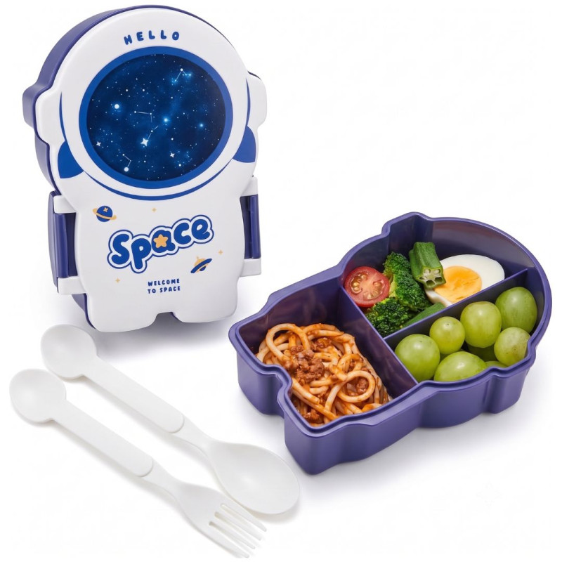 Space Theme Lunch Box with 3 Compartments