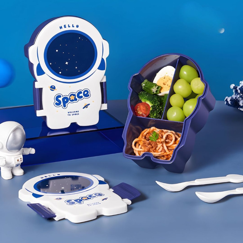 Space Theme Lunch Box with 3 Compartments