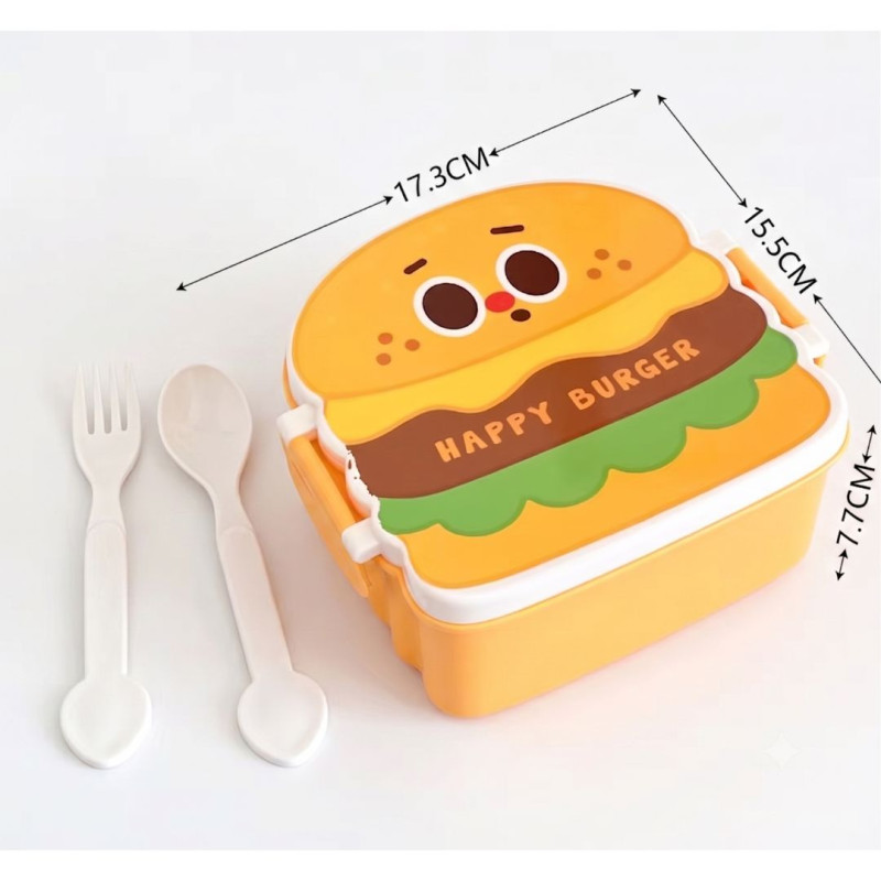 Burger Kids Lunch Box With 3 Compartments