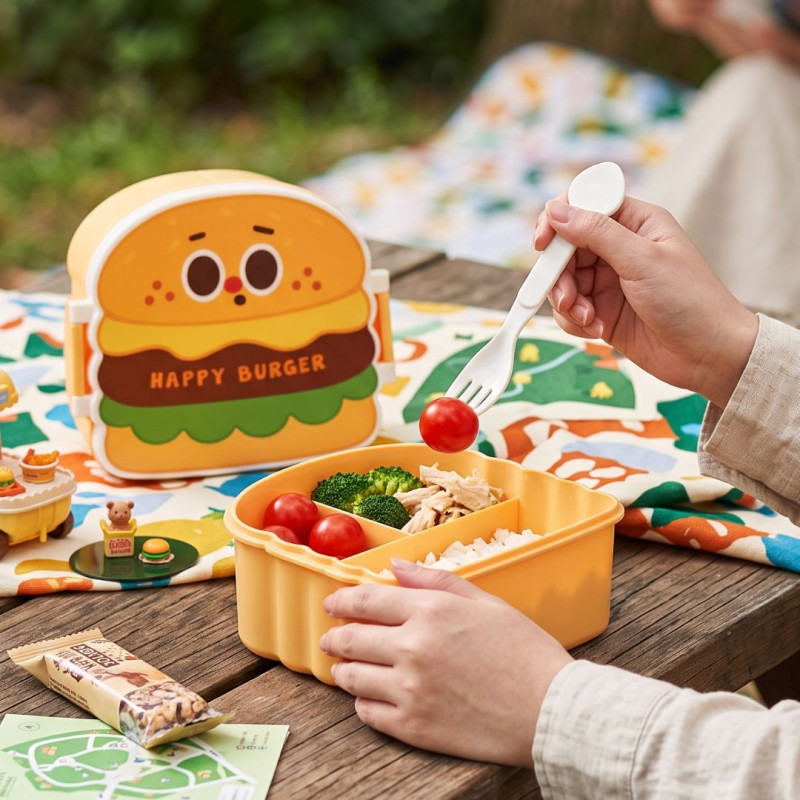 Burger Kids Lunch Box With 3 Compartments