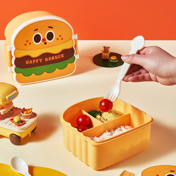 Burger Kids Lunch Box With 3 Compartments