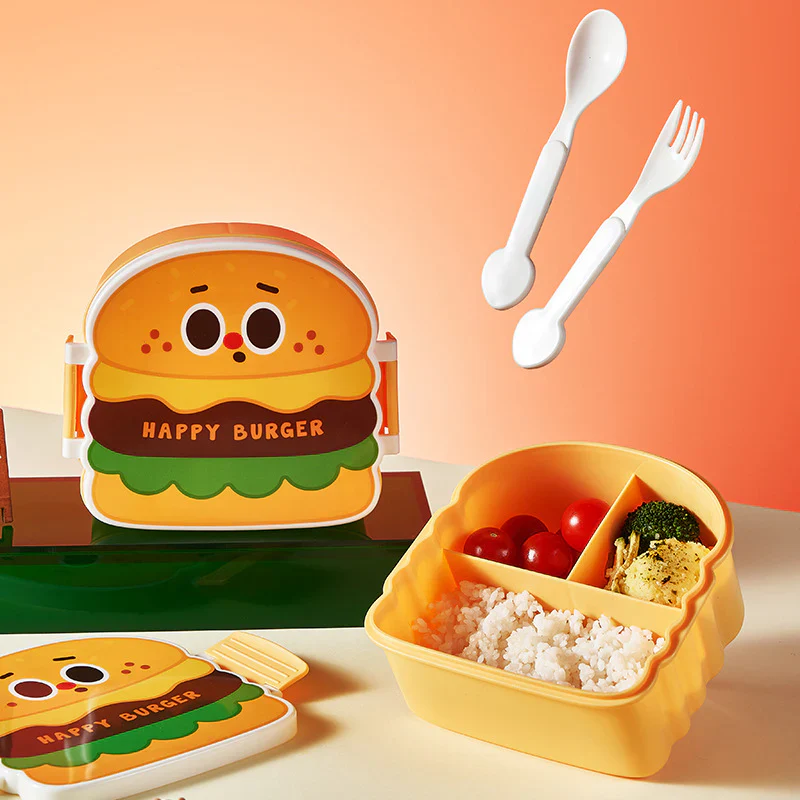 Burger Kids Lunch Box With 3 Compartments