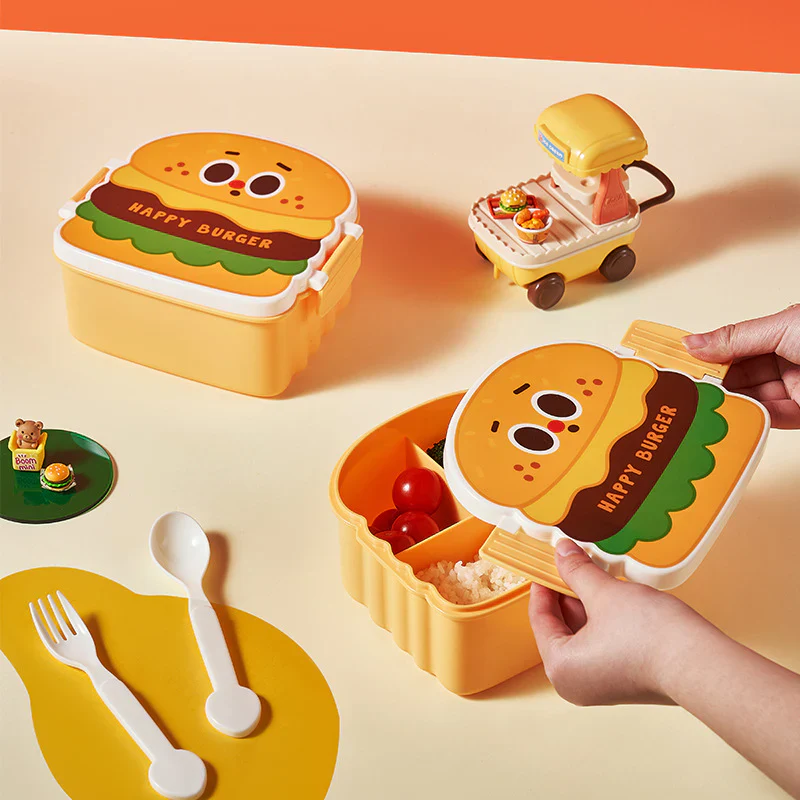Burger Kids Lunch Box With 3 Compartments
