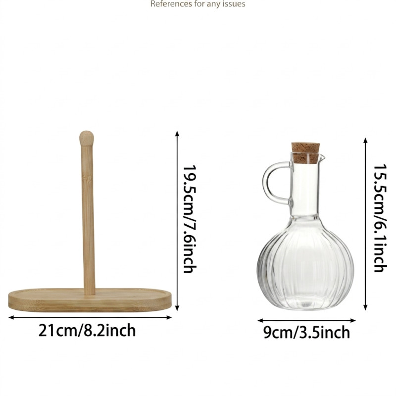 Glass Oil & Vinegar Dispenser Set with Bamboo Stand