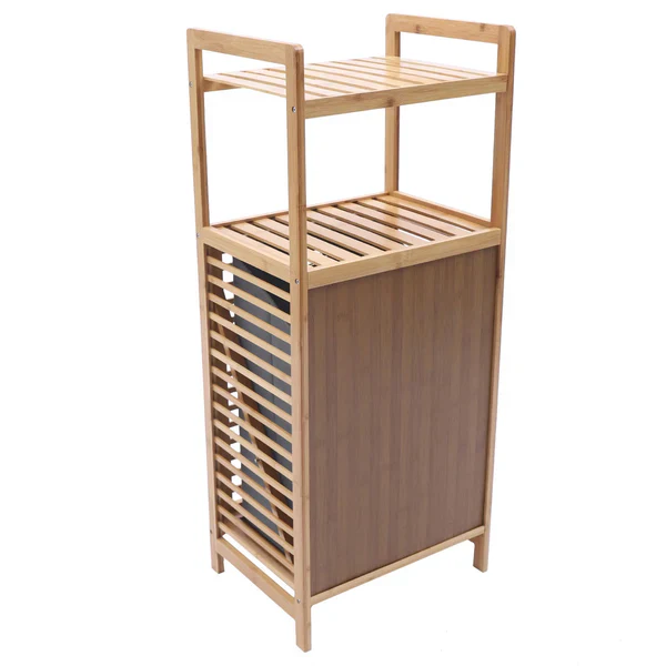 Bamboo Laundry Basket with Storage Shelf