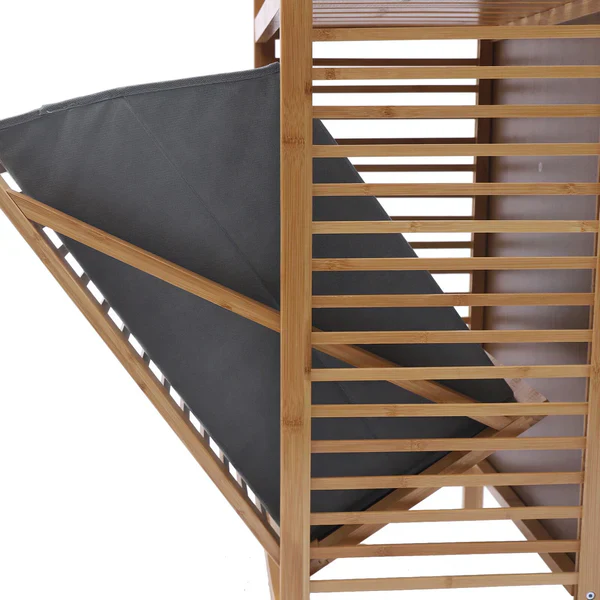 Bamboo Laundry Basket with Storage Shelf