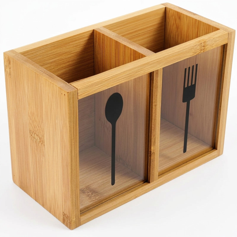 Bamboo Kitchen Utensil Holder Organizer