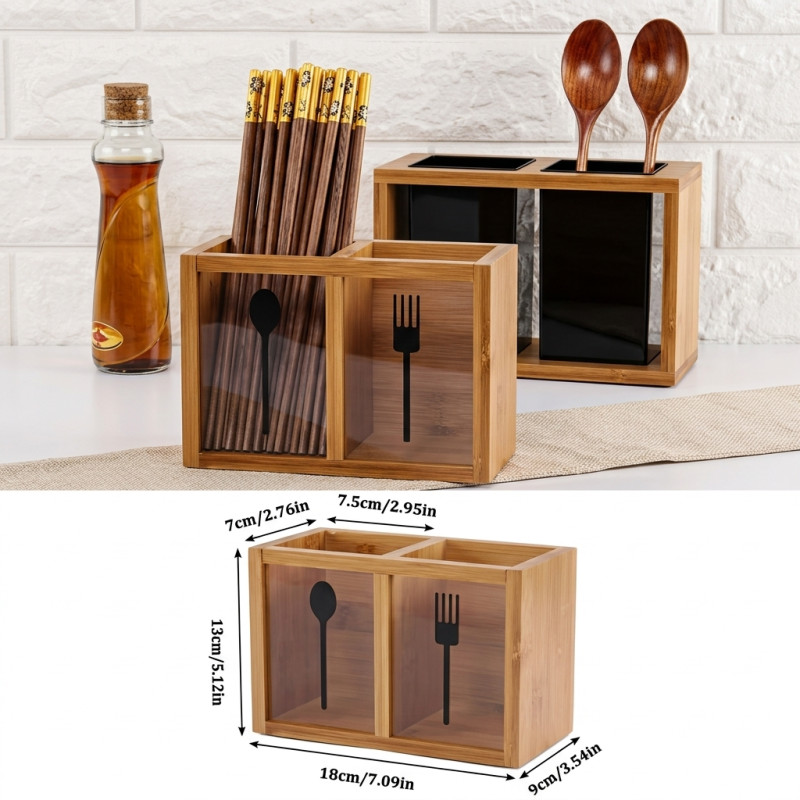 Bamboo Kitchen Utensil Holder Organizer
