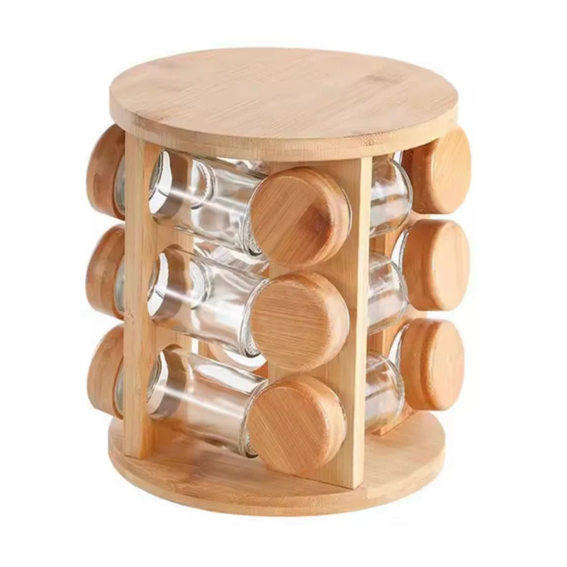 360° Rotating Wooden Spice Organizer