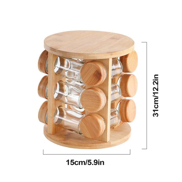 360° Rotating Wooden Spice Organizer