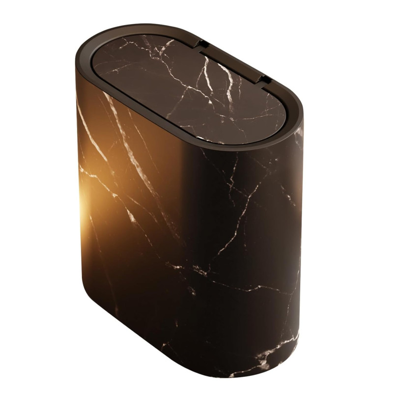 12L Marble Pattern Trash Bin with Lid