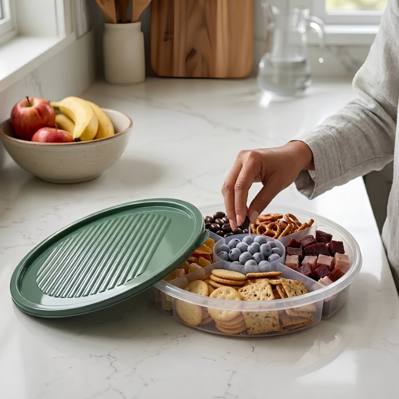 Transparent 5 Compartment Snack Storage Container