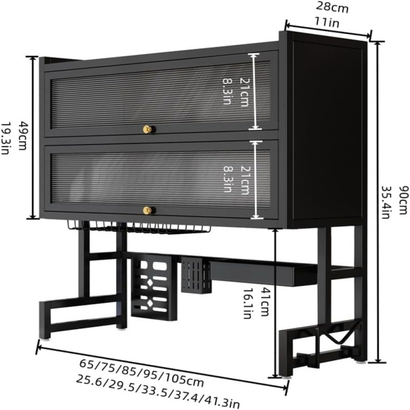Over Sink Double Layer Dish Rack with Cabinet