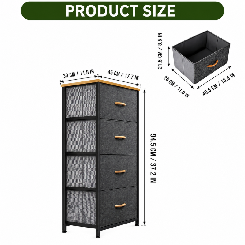 4 Drawer Steel Frame Fabric Storage Organizer