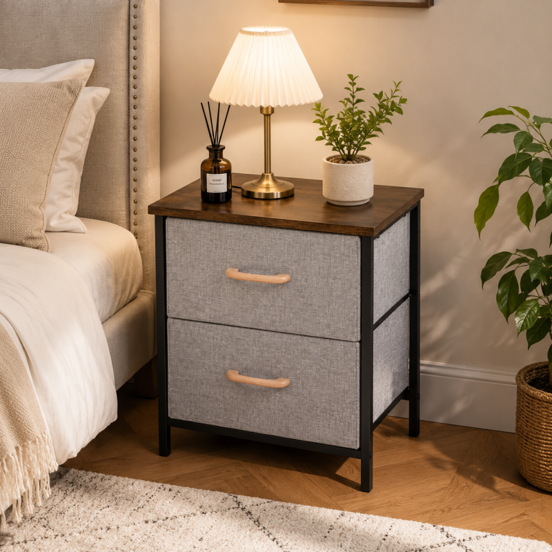2 Drawer Steel Frame Fabric Storage Organizer