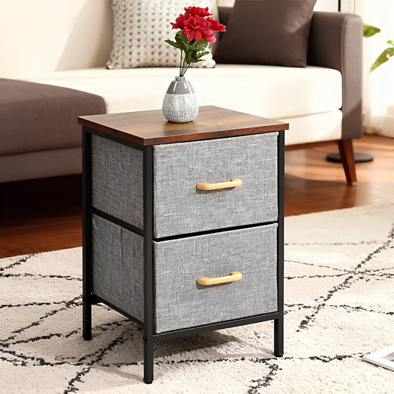 2 Drawer Steel Frame Fabric Storage Organizer