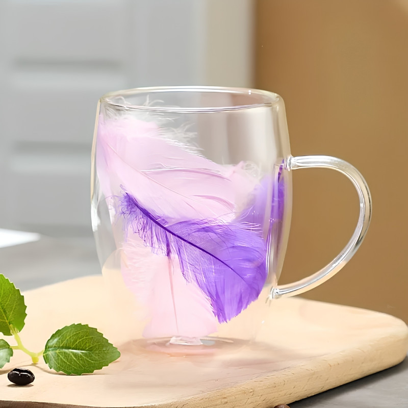 Double Wall Glass Drink Mug with Handle
