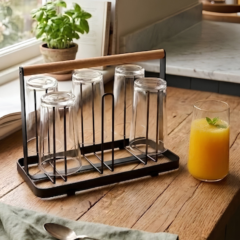 Glass Stand With Stylish Wooden Touch