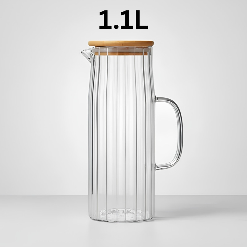 1.1L Borosilicate Glass Pitcher With Bamboo Lid
