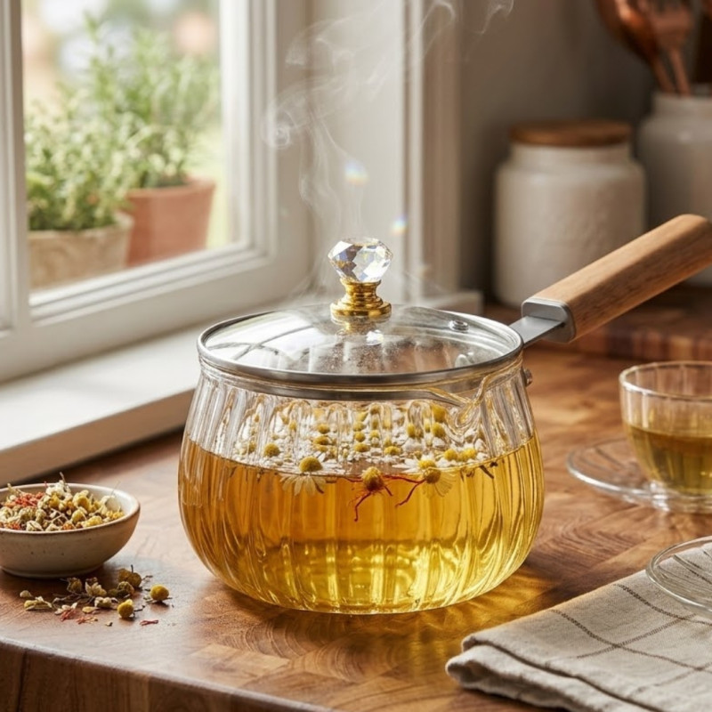 High Borosilicate Heat Resistant Glass Pot 800ML