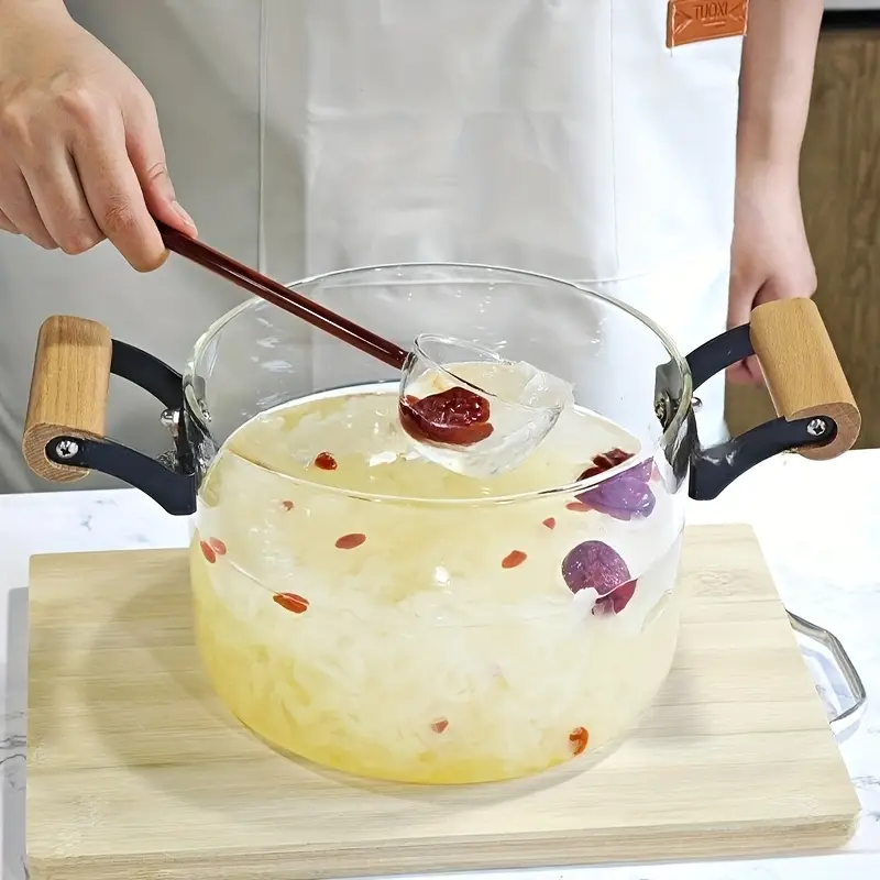 2.5L High Borosilicate Glass Cooking Pot With Lid & Handle