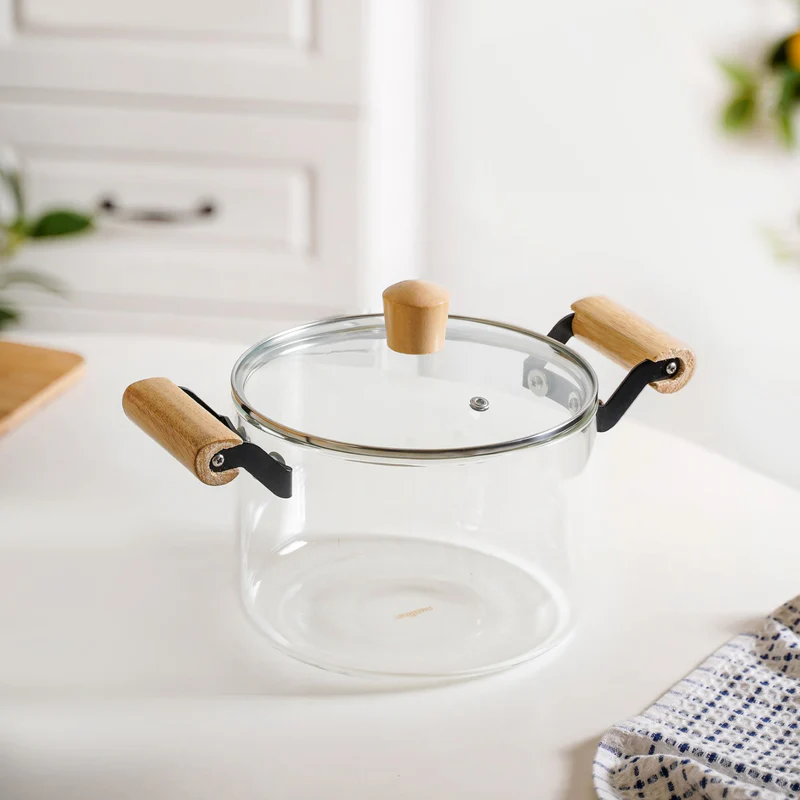 3.5L High Borosilicate Glass Cooking Pot With Lid & Handle