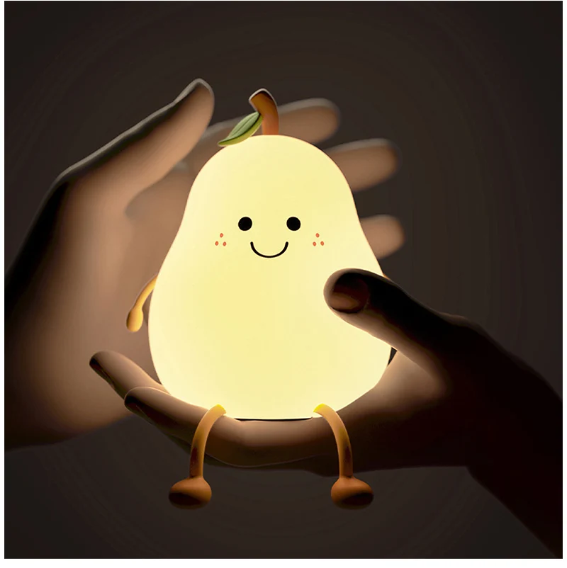 Cute Pear Shape Silicone Table Lamp Rechargeable & Touchable