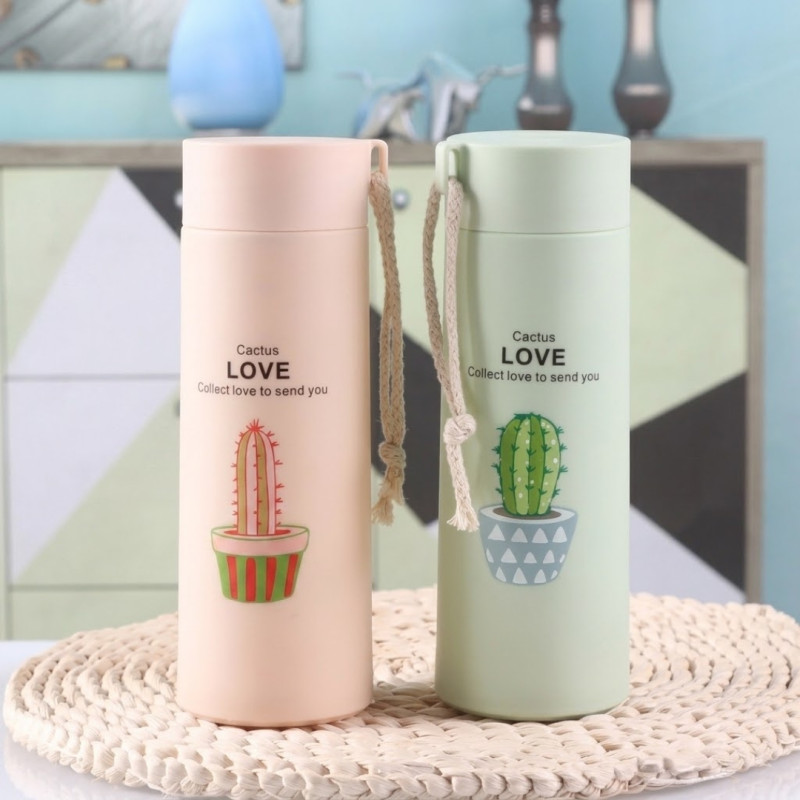 Cute Cactus Glass Water Bottle
