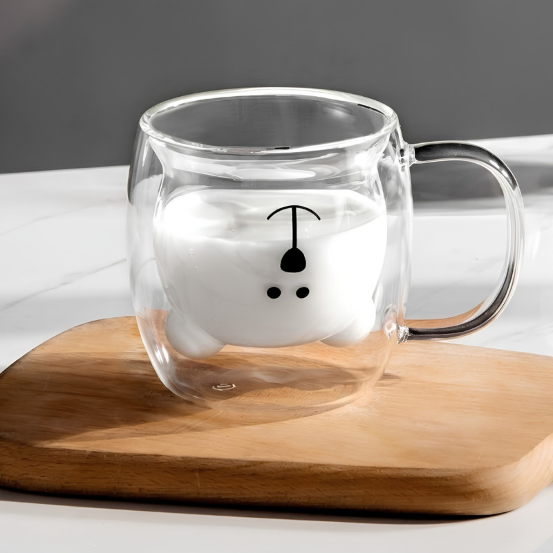 300ml Bear Shape Double Layer Glass Mug