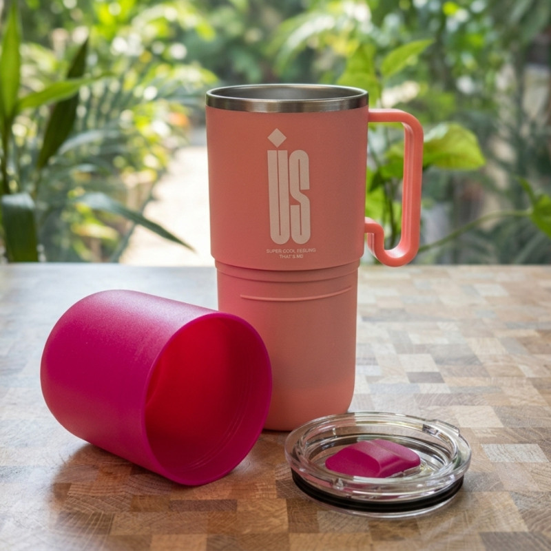 600ml Stylish 2 In 1 Insulated Tumbler